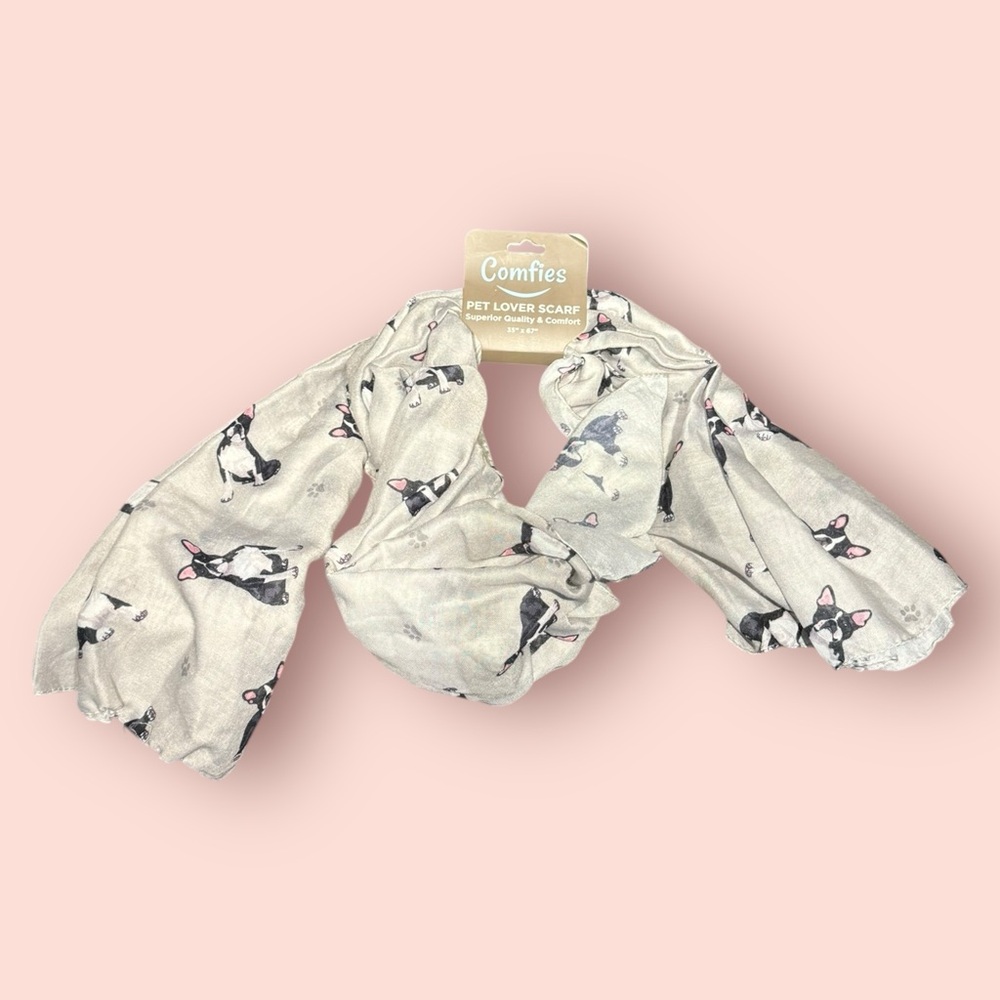 Comfies Pet Lover’s Dog Scarf- Boston Terrier/French Bulldog Print